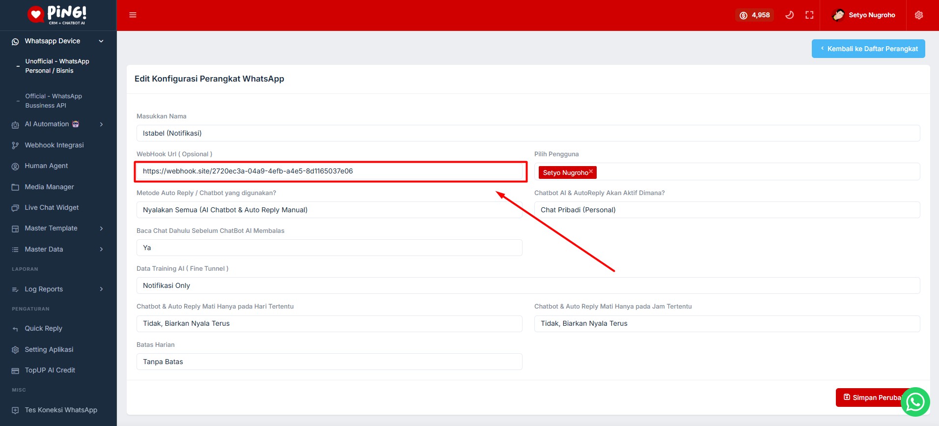 Webhook Custom Setup